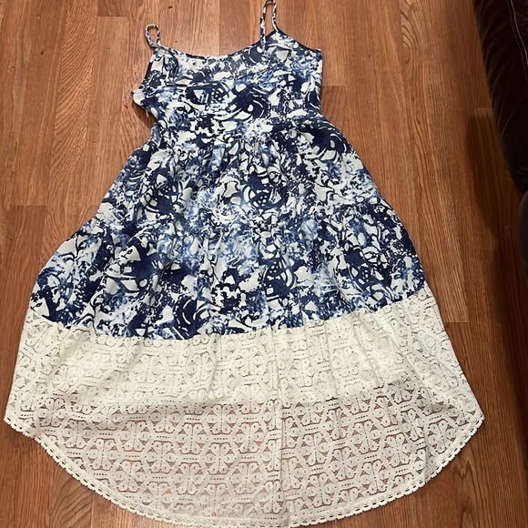 Peter Som Blue White High Low Lace Dress Sz S - Picture 7 of 10